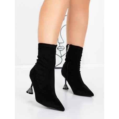 Botine cu Toc Subtire 5XKK67 BLACK | MEI