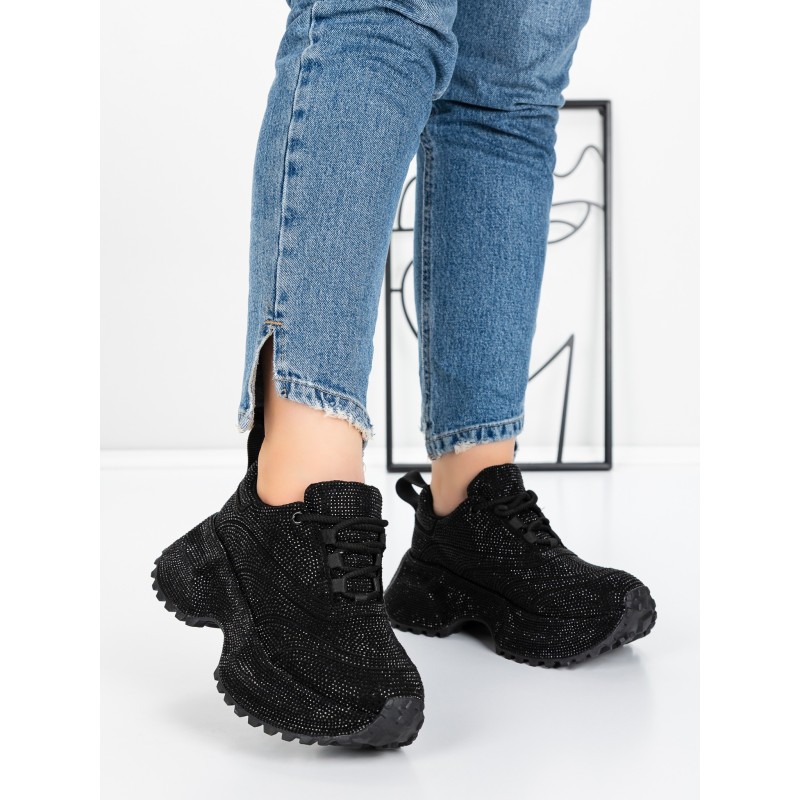 Pantofi Sport Dama cu Platforma 5WL93 BLACK | MEI