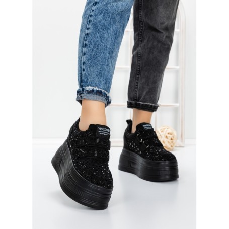 Pantofi Sport Dama cu Platforma 3591-8 BLACK | MEI