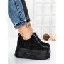 Pantofi Sport Dama cu Platforma 3591-8 BLACK | MEI