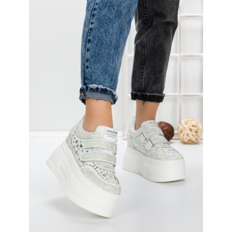 Pantofi Sport Dama cu Platforma 3591-8 WHITE | MEI
