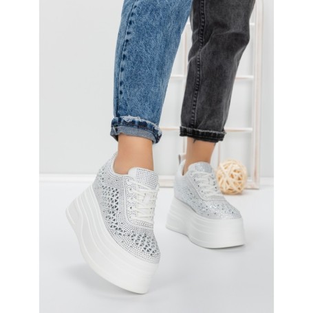 Pantofi Sport Dama cu Platforma 3592-1 WHITE | MEI
