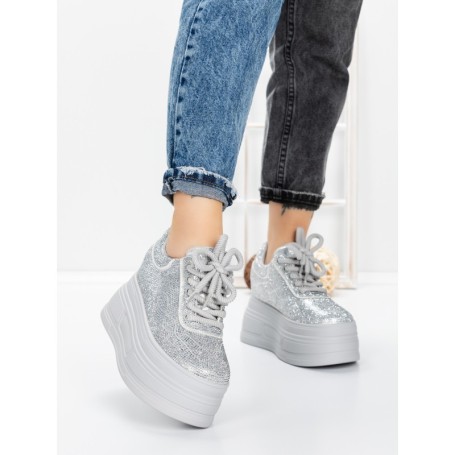 Pantofi Sport Dama cu Platforma 3591-6 SILVER | MEI