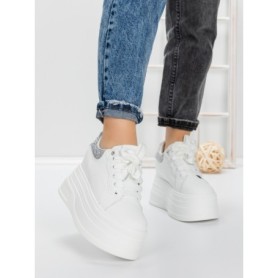 Pantofi Sport Dama cu Platforma 3592-7 WHITE-GREY | MEI