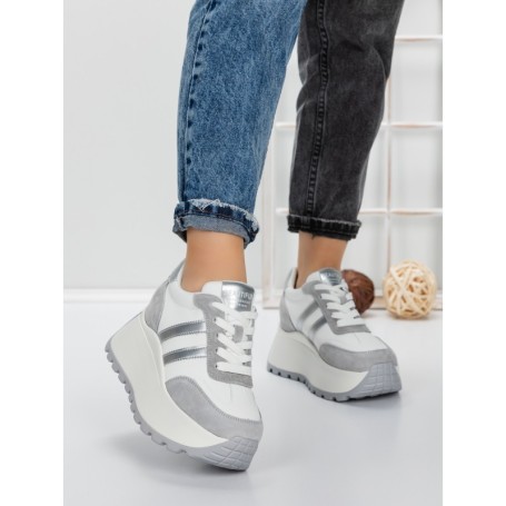 Pantofi Sport Dama cu Platforma 3596 SILVER | MEI