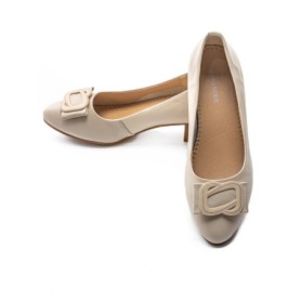 Pantofi cu toc din piele naturala 6885 CREAM | ADVANCER