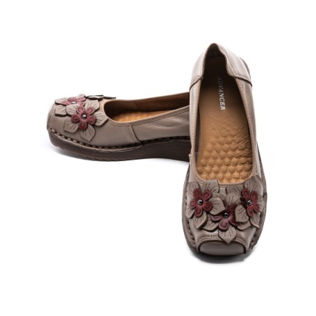 Balerini Dama din piele naturala F166 APRICOT | ADVANCER