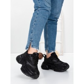 Pantofi Sport Dama cu Platforma 5WL109 BLACK | MEI
