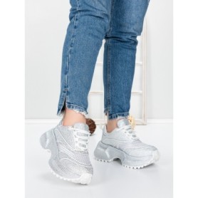 Pantofi Sport Dama cu Platforma 5WL109 WHITE | MEI