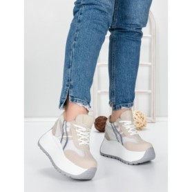 Pantofi Sport Dama cu Platforma 5WL111 WHITE | MEI