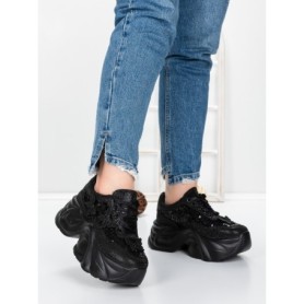 Pantofi Sport Dama cu Platforma 5WL112 BLACK | MEI