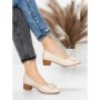 Pantofi cu toc din piele naturala 6885 CREAM | ADVANCER