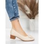 Pantofi cu toc din piele naturala 6885 CREAM | ADVANCER