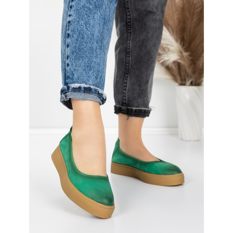 Balerini Dama din piele naturala N3301 GREEN | ADVANCER