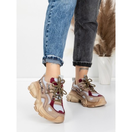 Pantofi Sport Dama din piele naturala Y5757-1 WINE | ADVANCER