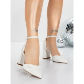 Pantofi cu Toc Gros 5XKK85 WHITE | MEI