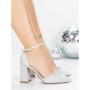 Pantofi cu Toc Gros 5XKK85 SILVER | MEI