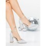 Pantofi cu Toc Gros 5XKK85 SILVER | MEI