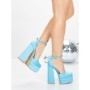 Pantofi cu Toc gros si Platforma 2SY12 LIGHT BLUE | MEI