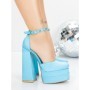 Pantofi cu Toc gros si Platforma 2SY12 LIGHT BLUE | MEI