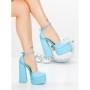 Pantofi cu Toc gros si Platforma 2SY12 LIGHT BLUE | MEI