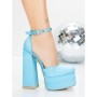 Pantofi cu Toc gros si Platforma 2SY12 LIGHT BLUE | MEI