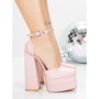 Pantofi cu Toc gros si Platforma 2SY12 PINK | MEI