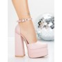Pantofi cu Toc gros si Platforma 2SY12 PINK | MEI