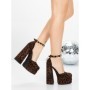 Pantofi cu Toc gros si Platforma 2SY12 DARK LEOPARD | MEI