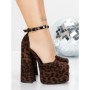 Pantofi cu Toc gros si Platforma 2SY12 DARK LEOPARD | MEI