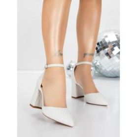 Pantofi cu Toc Gros 5XKK76 WHITE | MEI