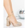 Pantofi cu Toc Gros 5XKK76 LIGHT GOLD | MEI