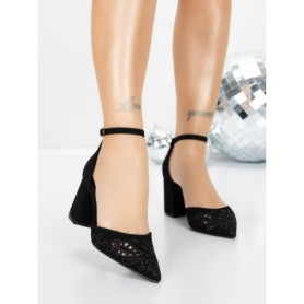 Pantofi cu Toc Gros 5XKK82 BLACK | MEI