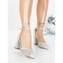 Pantofi cu Toc Gros 5XKK83 SILVER | MEI