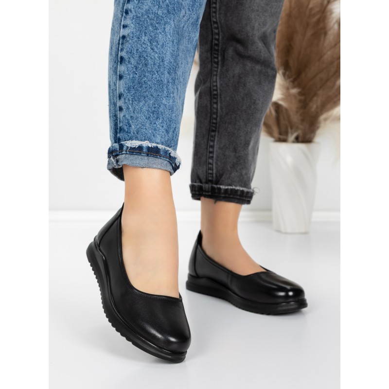 Balerini Dama din piele naturala 6651 BLACK | ADVANCER