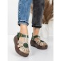 Sandale Dama din piele naturala 10682 CREAM-GREEN | ADVANCER