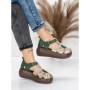Sandale Dama din piele naturala 10682 CREAM-GREEN | ADVANCER