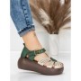 Sandale Dama din piele naturala 10682 CREAM-GREEN | ADVANCER