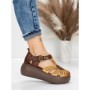 Sandale Dama din piele naturala 10682 YELLOW-BROWN | ADVANCER