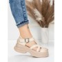 Sandale Dama din piele naturala 10668 CREAM | ADVANCER