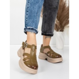 Sandale Dama din piele naturala 10668 KHAKI | ADVANCER