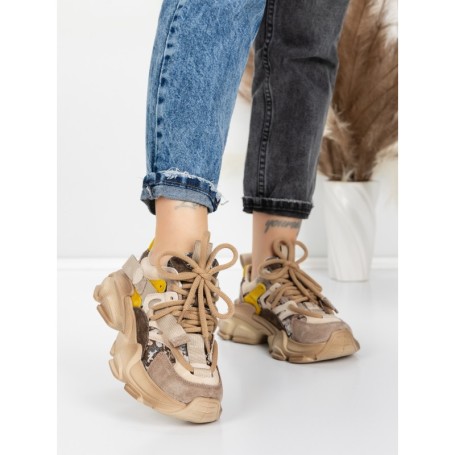 Pantofi Sport Dama din piele naturala Y5759-1 APRICOT | ADVANCER