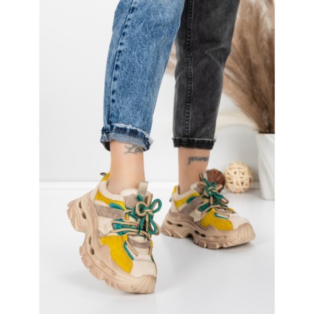 Pantofi Sport Dama din piele naturala HY2986 CREAM-GREY | FRANCO GERARDO