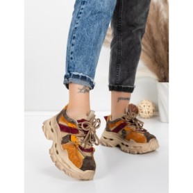 Pantofi Sport Dama din piele naturala HY2986 APRICOT-WINE | FRANCO GERARDO