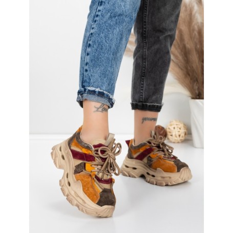 Pantofi Sport Dama din piele naturala HY2986 APRICOT-WINE | FRANCO GERARDO