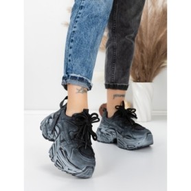 Pantofi Sport Dama din piele naturala 918-1 BLACK-GREY | FRANCO GERARDO