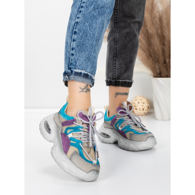 Pantofi Sport Dama din piele naturala HY2122 BLUE-PURPLE | FRANCO GERARDO