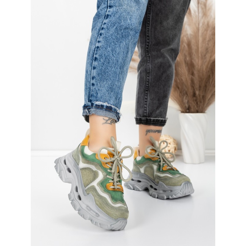 Pantofi Sport Dama din piele naturala HY2926-1 LIGHT GREEN | FRANCO GERARDO