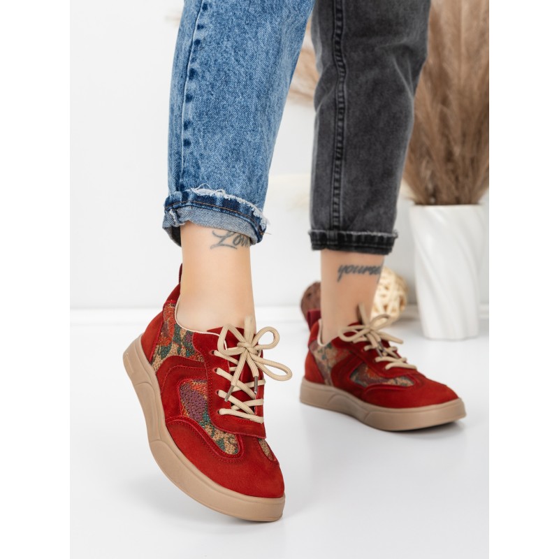 Pantofi Sport Dama din piele naturala 2536 RED | FRANCO GERARDO