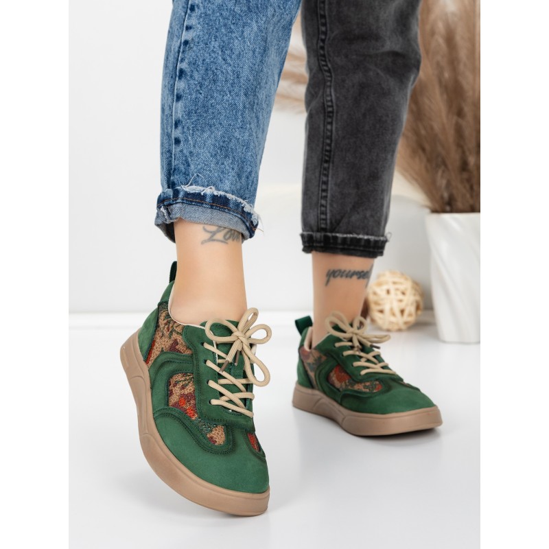 Pantofi Sport Dama din piele naturala 2536 GREEN | FRANCO GERARDO